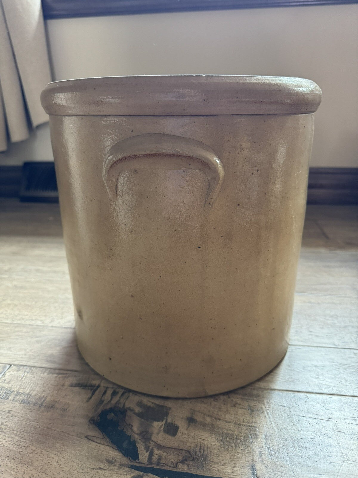 Primitive Antique Bee Sting Salt Glaze Stoneware Crock Cobalt Blue 4 Gal Handles