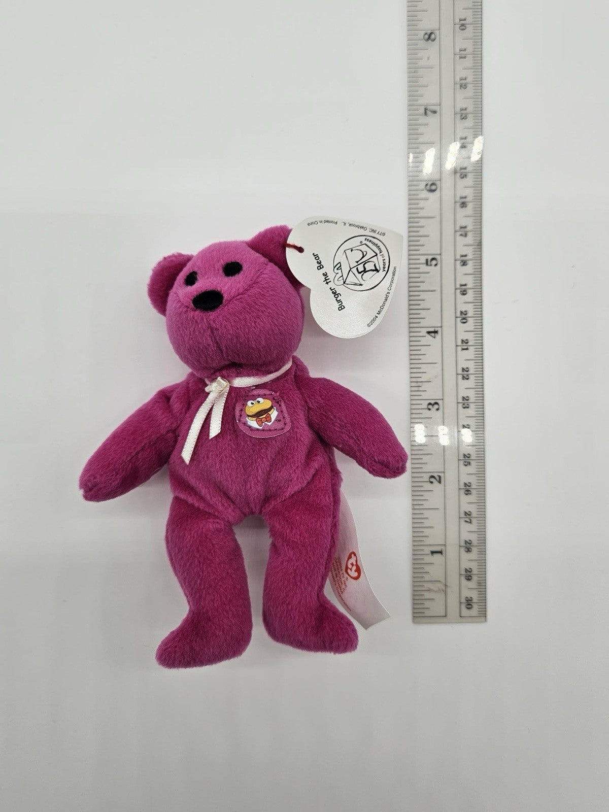Ty Teenie Beanie Babies Burger The Bear 25th Anniversary McDonald 2004 Pink #2