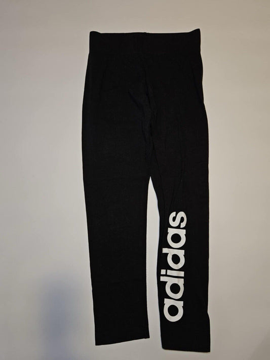 ADIDAS White Linear Logo Black Leggings Size S Women's Activewear High Rise