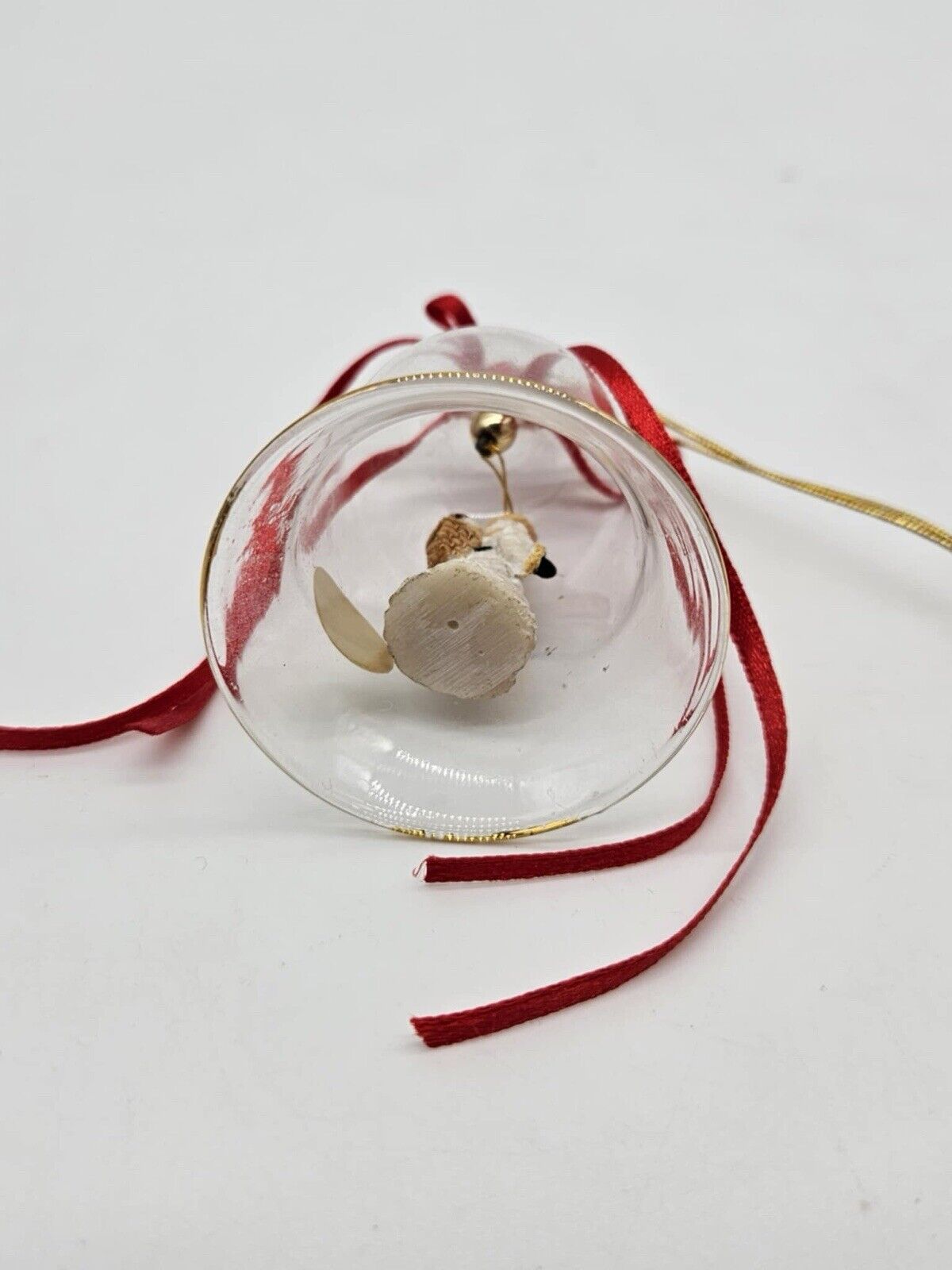 Santa Claus Christmas Bell Gold Trim Tree Ornament Crystal