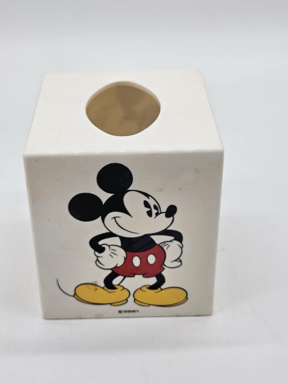 Vintage Walt Disney Mickey Mouse Tissue Box Cover Holder Square Plastic 6x5x5”