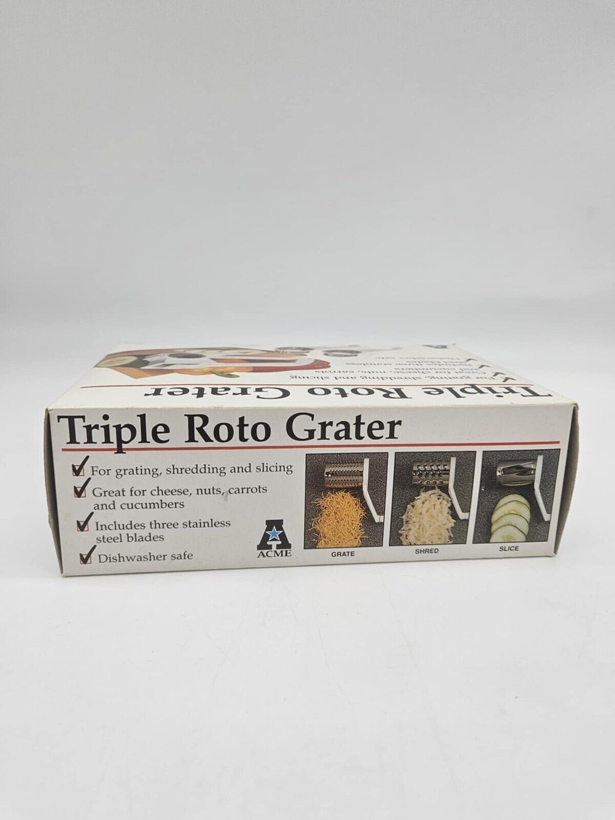 Vintage Hoan Triple Roto Grater 3 Drums & Handle Stainless new Unused