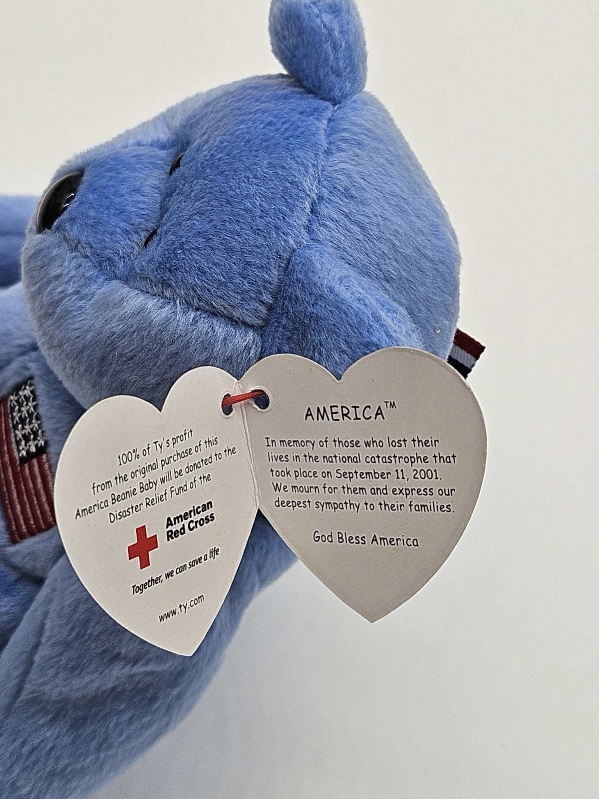 Beanie Baby America Red Cross Bear 911 Memorial  Blue 2001 MWMT NEW!!