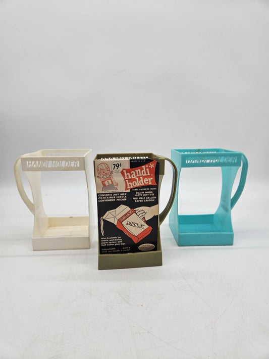 3 Vintage Plastic Elvo HANDI HOLDER  1/2 Gal Milk Carton Carrier Juice ~ 1 NEW