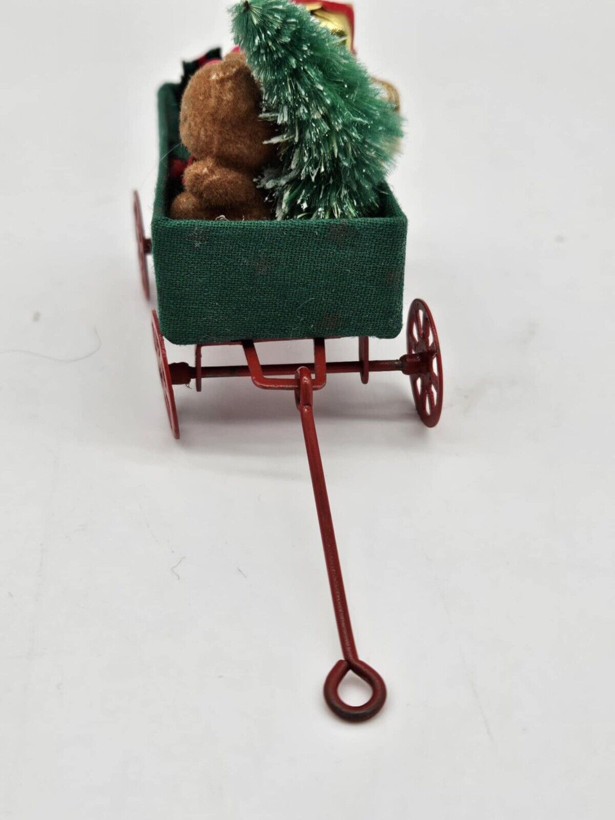 Vintage 1986 Applause Teddy Bear in a Wagon Christmas Miniatures Ornament
