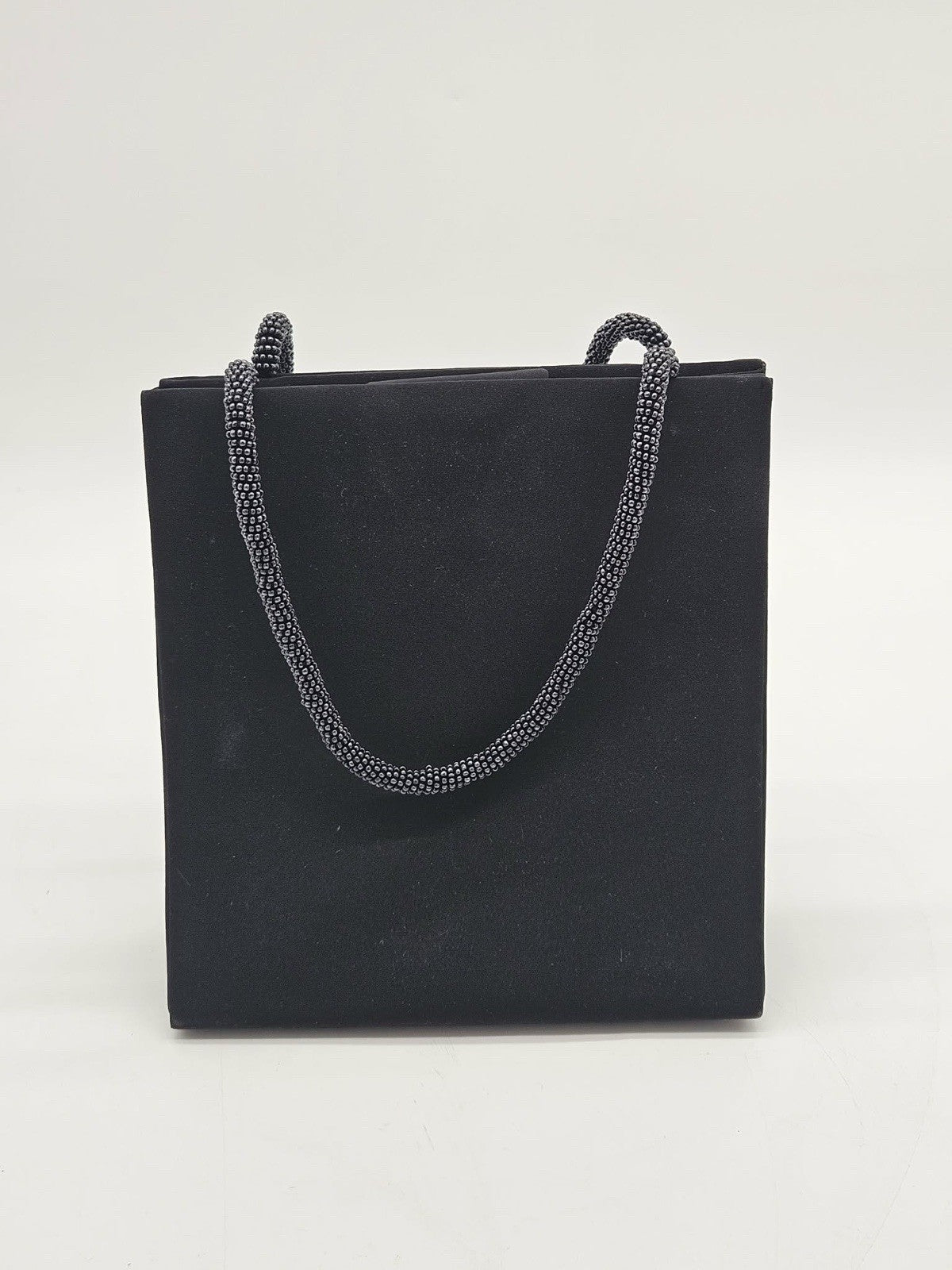 Vintage Marshall Fields Black Beaded Strap Evening Bag Clutch Snap
