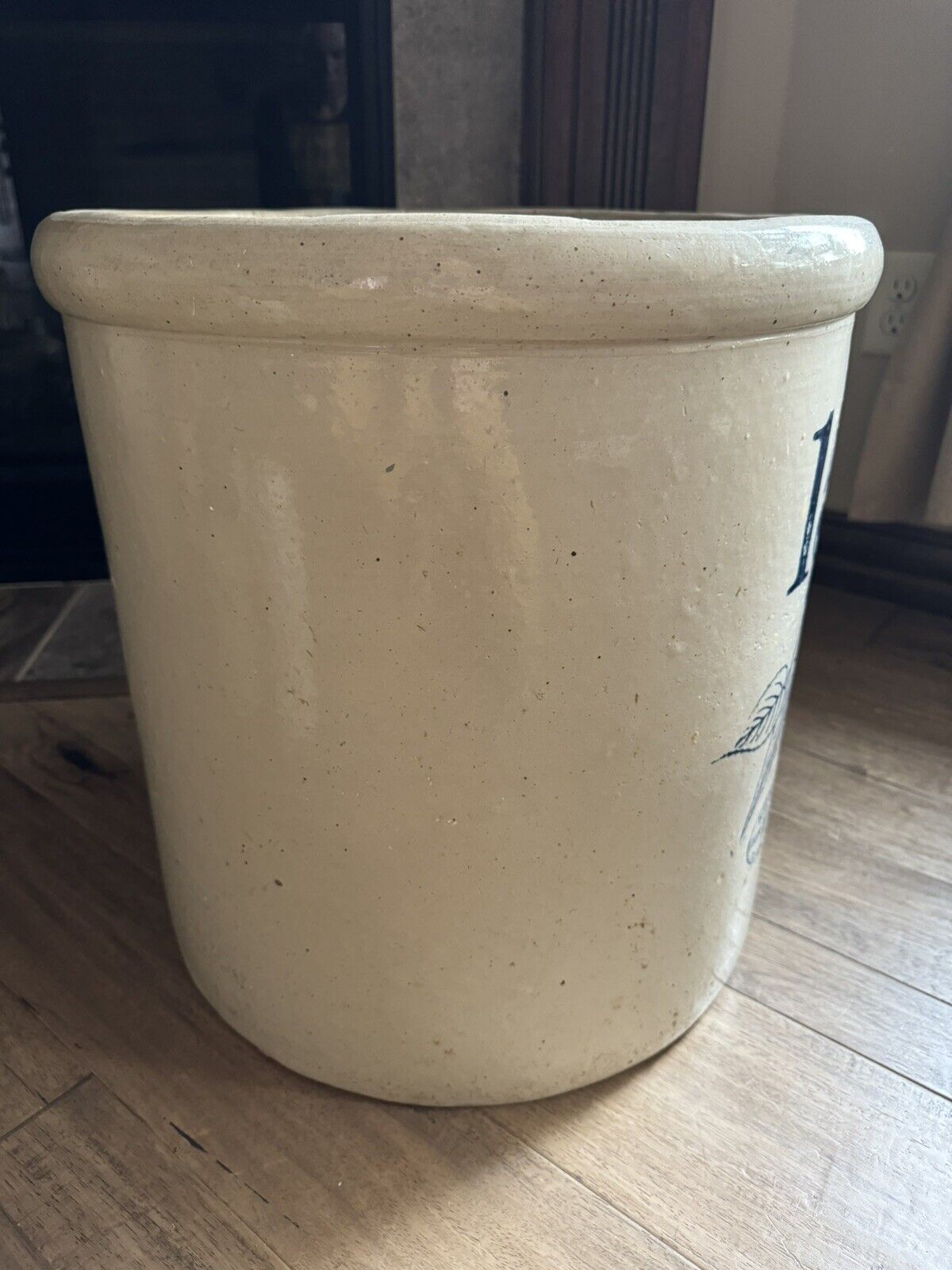 Antique 15 Gallon Birch Leaf Stoneware Antique Red Wing Crock