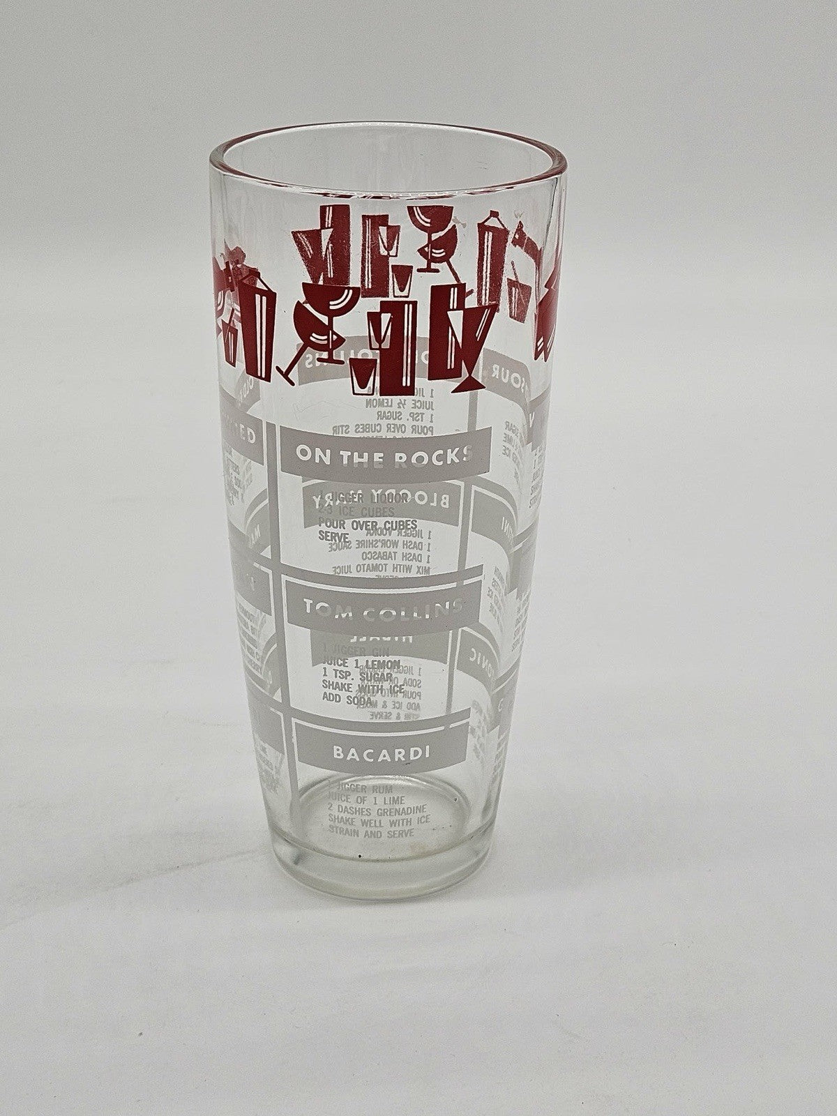 Cocktail Recipes Glass Martini Shaker Design MCM 8-1/4' Tall Vintage Barware Mix