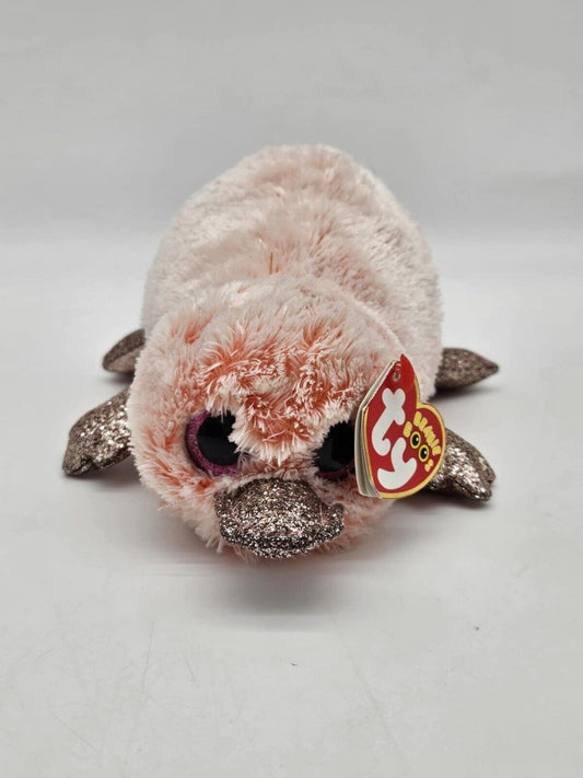 TY Silk Beanie Boos - 6" WILMA the Pink Platypus Glitter Eyes Plush Toy