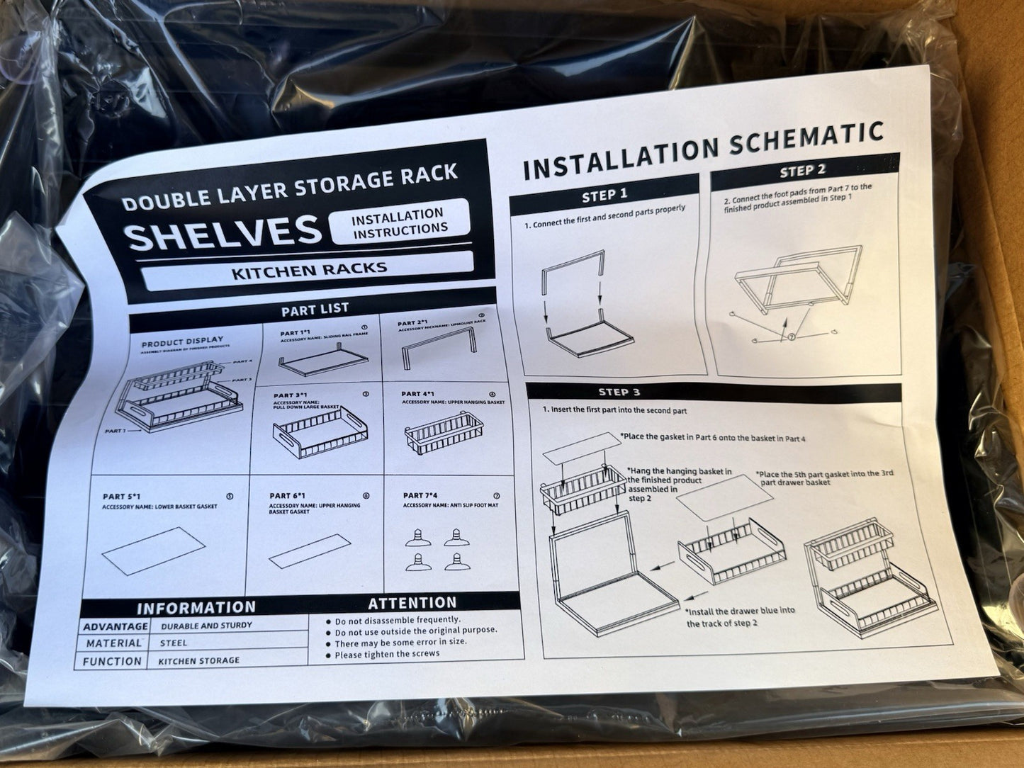 KEASINESS Metals Under Sink Organizer, 2 Tier Bathroom Organizer - 2 Pack