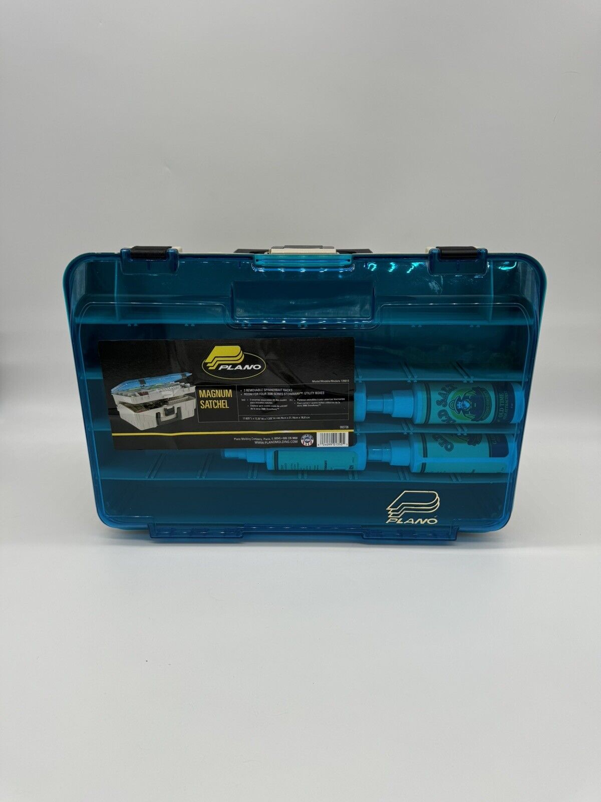 NEW Plano Synergy Fishing Magnum Two-Tier Tackle Box, W/ 4 NEW Fish Attracts