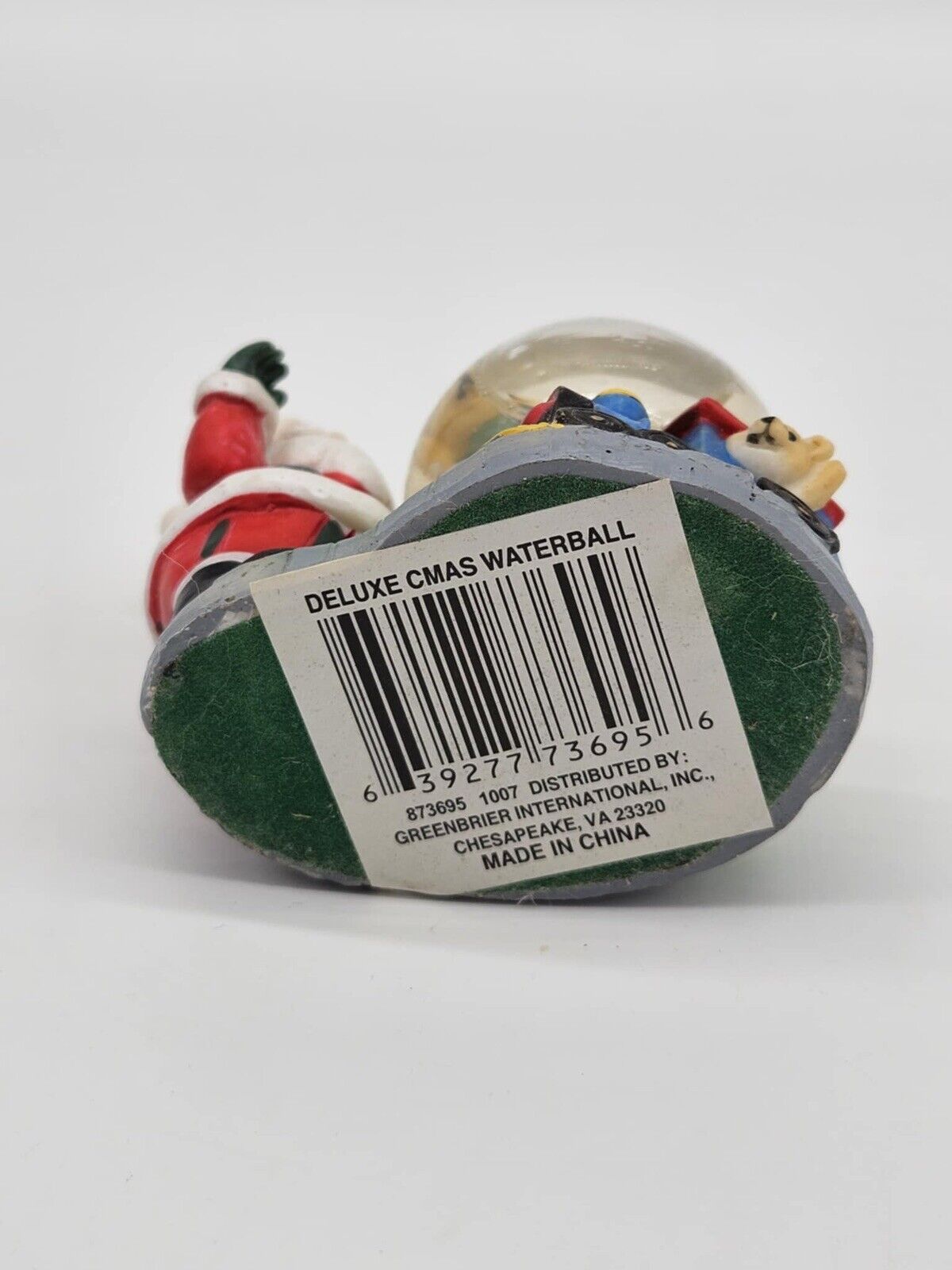 Multi-color 3 1/2" Snow Globe Snowdome w Santa & Toys Ornament VTG