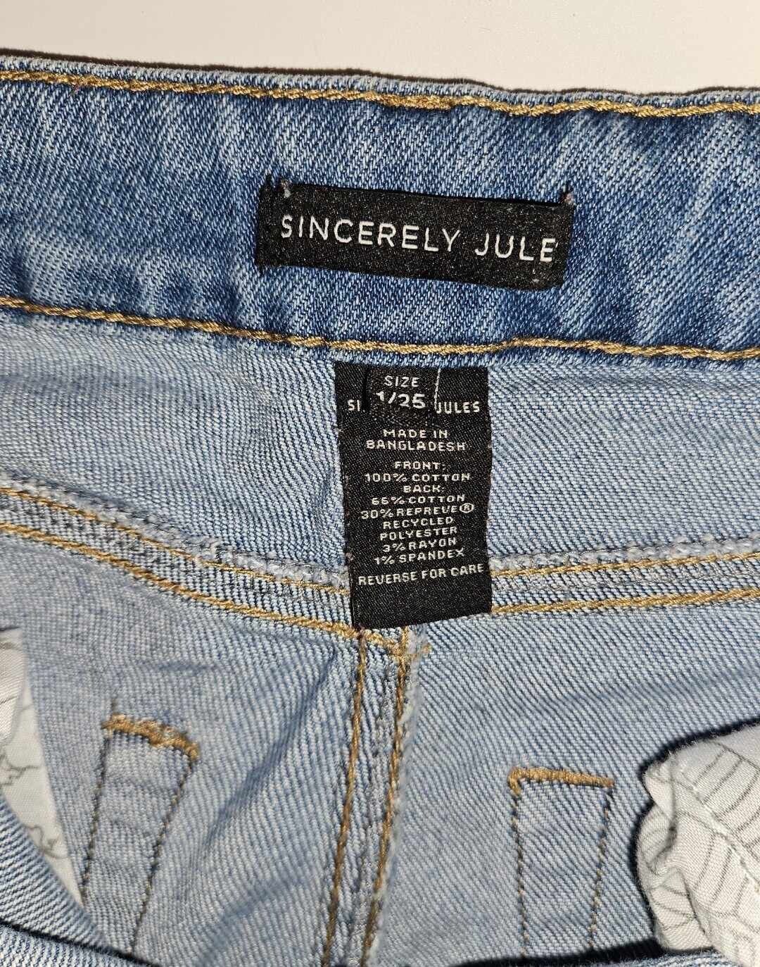 Sincerely Jules Women’s Juniors Medium Blue Washed Ripped Jeans Size: 1/25