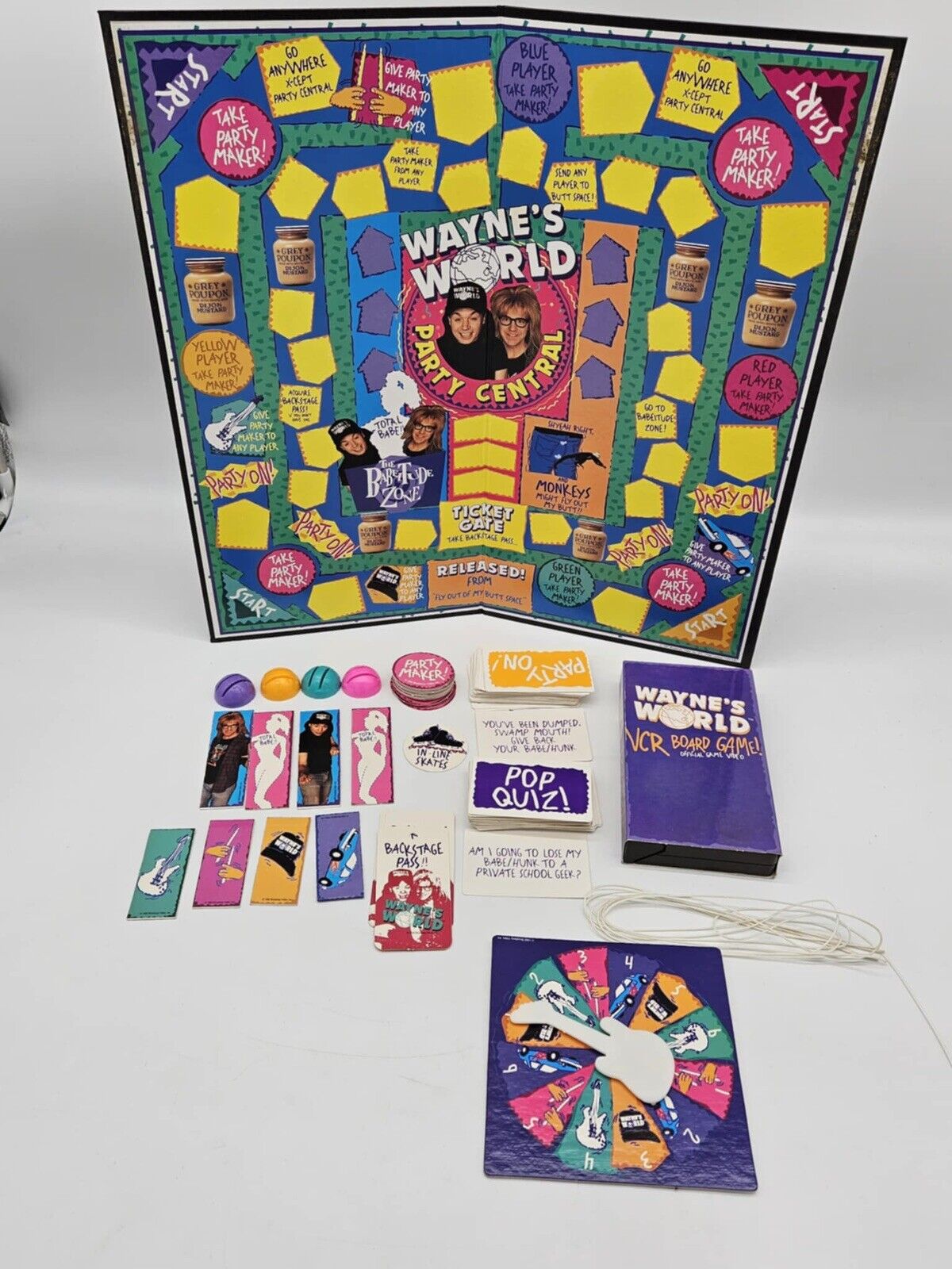 COMPLETE Wayne's World VCR Board Game 1992 Mattel Rare HTF 90s Vintage VTG VHS