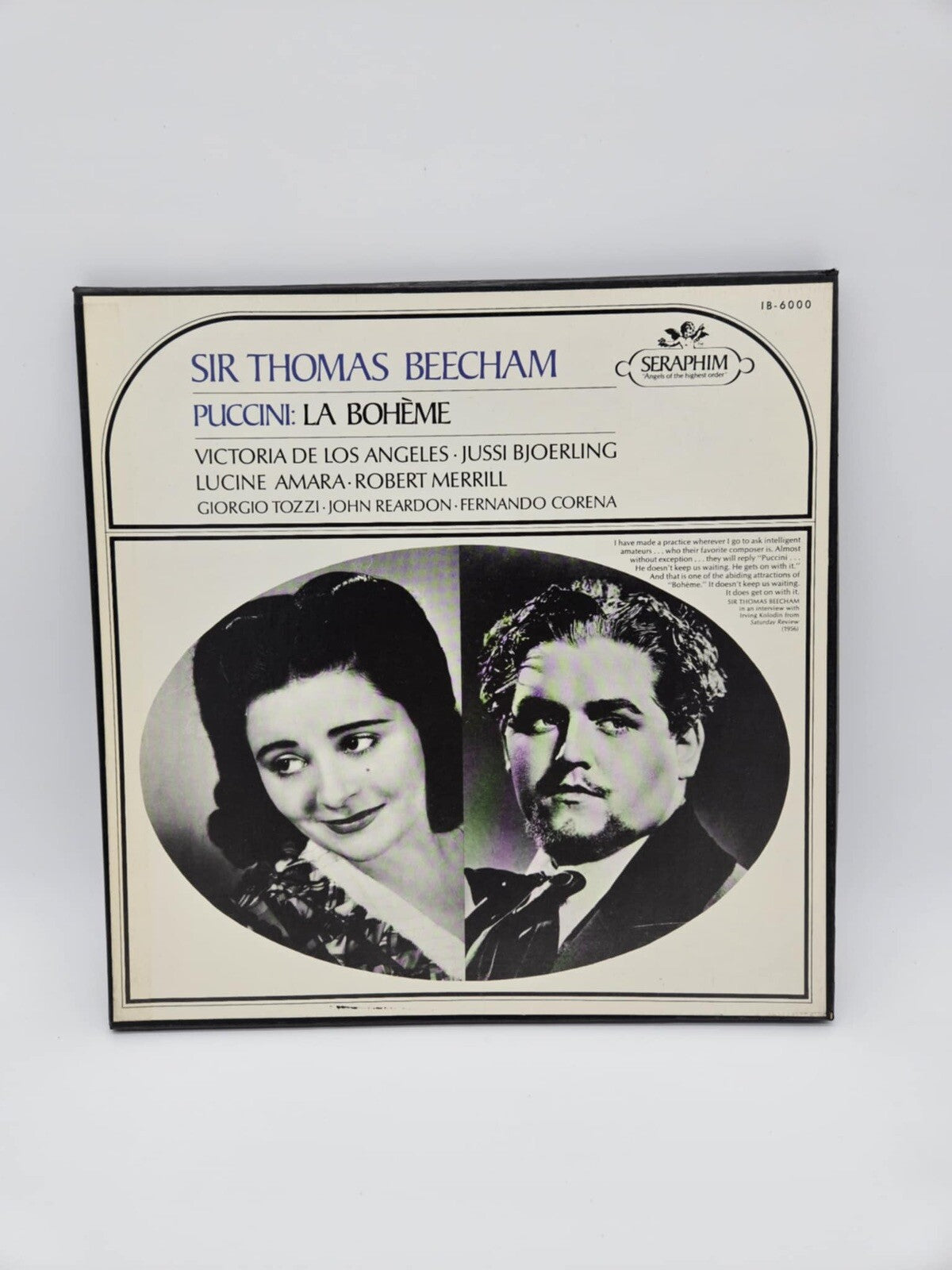 SIR THOMAS BEECHAM PUCCINI LA BOHEME BOXED SET LP SERAPHIM DE LOS ANGELES