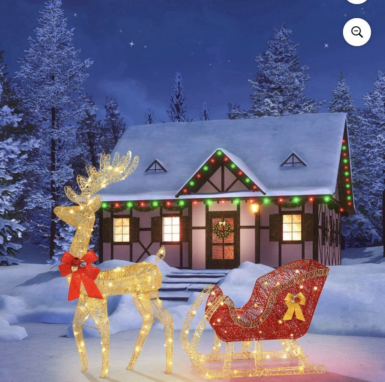 Best Choice Products Lighted Christmas 4ft Reindeer & Sleigh Holiday Outdoor