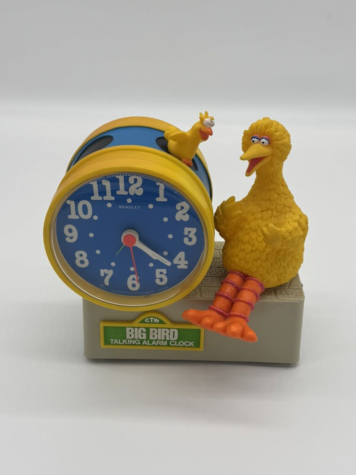 Vintage Sesame Street Big Bird Muppets Wind-Up Bradley Talking Alarm Clock Works