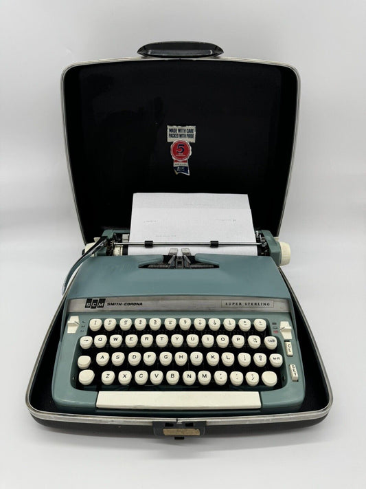 💥1968 Smith Corona 6SS Super Sterling Portable Typewriter w/ Case VTG EUC