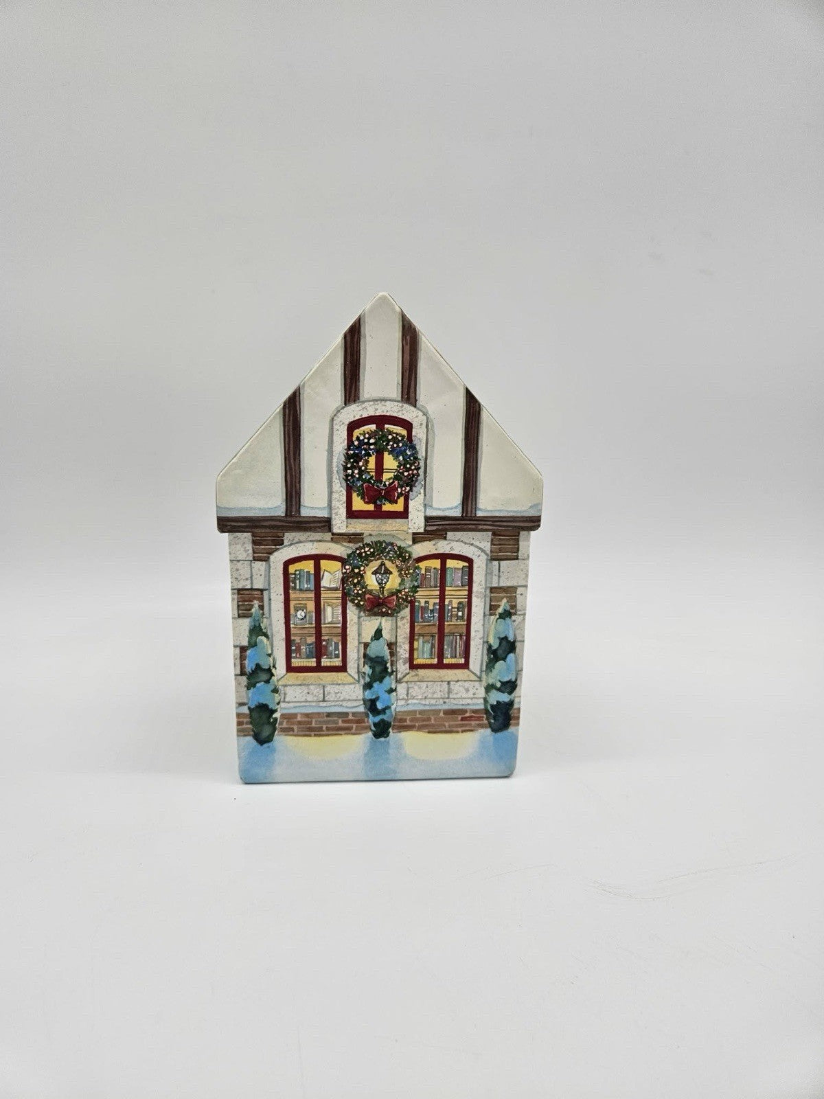 Lillian Vernon Bookshop House Cardboard Storage Box Holiday Decor