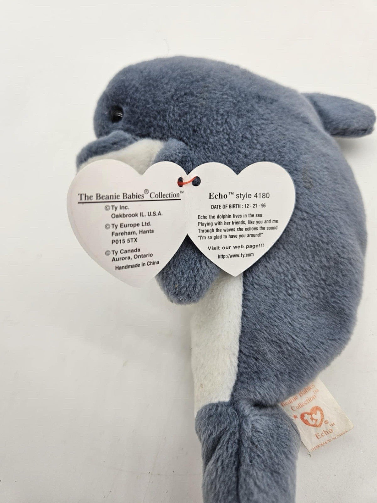 Ty Beanie Baby Echo Dolphin Blue Sea Retired Style 4180 1996 Rare Plush Ocean