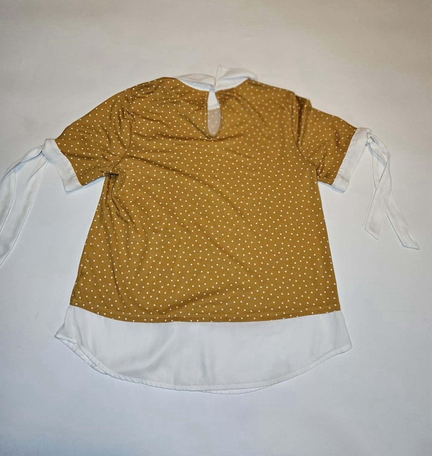 Faith and Joy Mustard Polka Dot Collared Blouse Size S