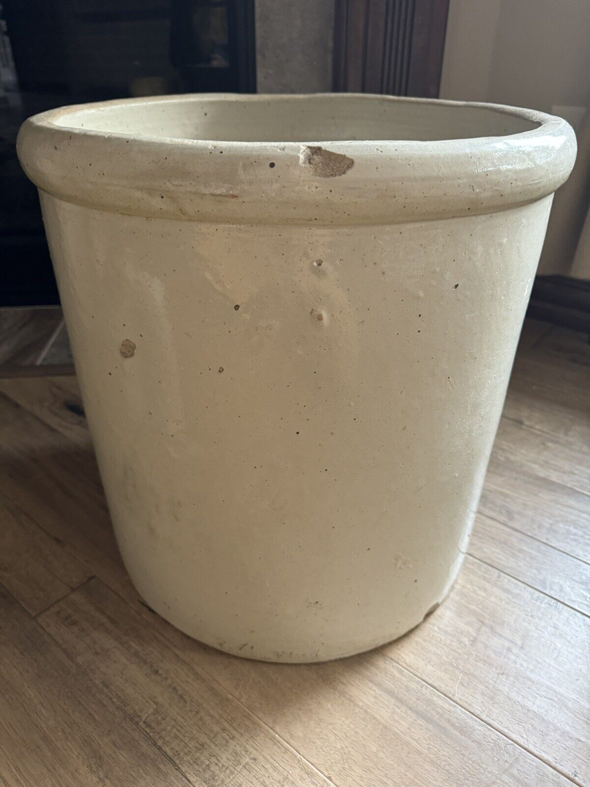 Antique 15 Gallon Birch Leaf Stoneware Antique Red Wing Crock