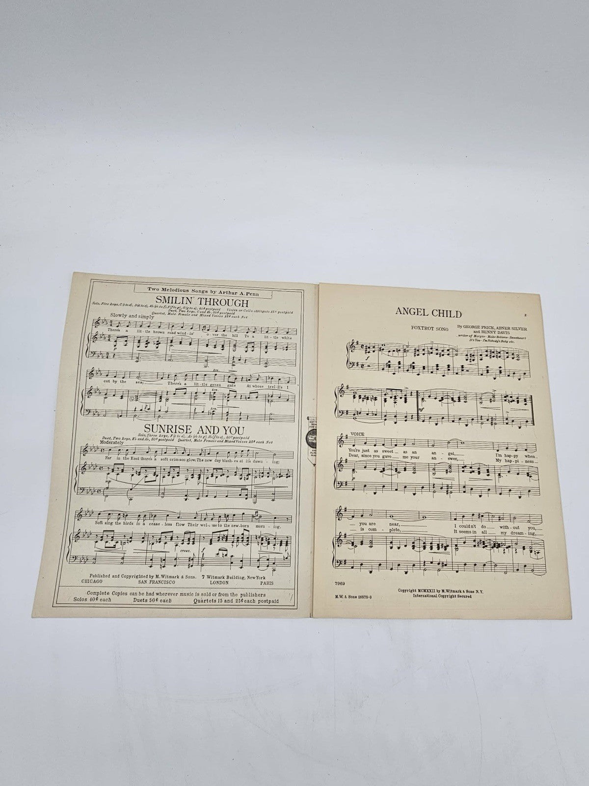 1922 "ANGEL CHILD" ART COVER SHEET MUSIC