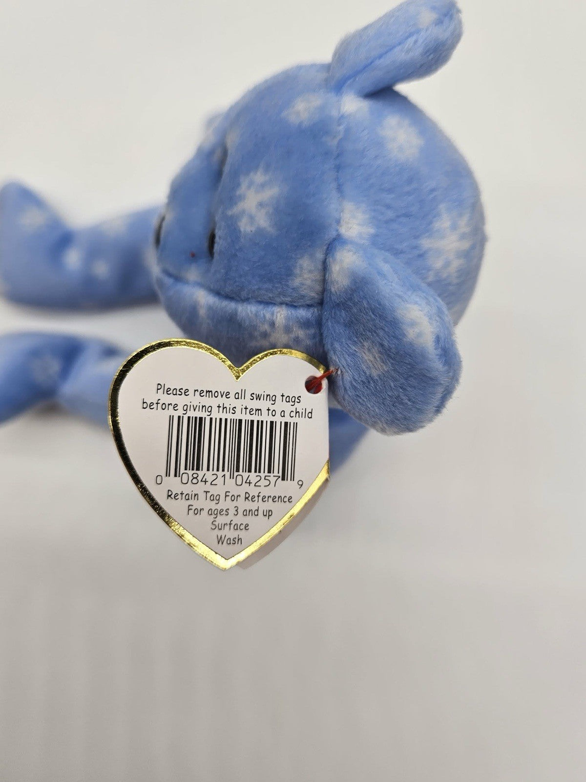 Holiday Teddy Blue with Snowflakes Ty Beanie Baby Plush Stuffed Animal Bear 1999