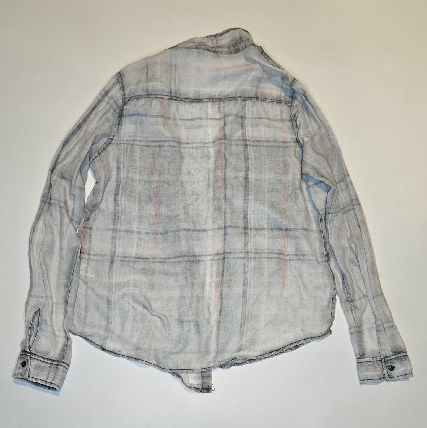 Women’s Lightweight Plaid Button Down Shirt Long Sleeve Soft Wash Size S