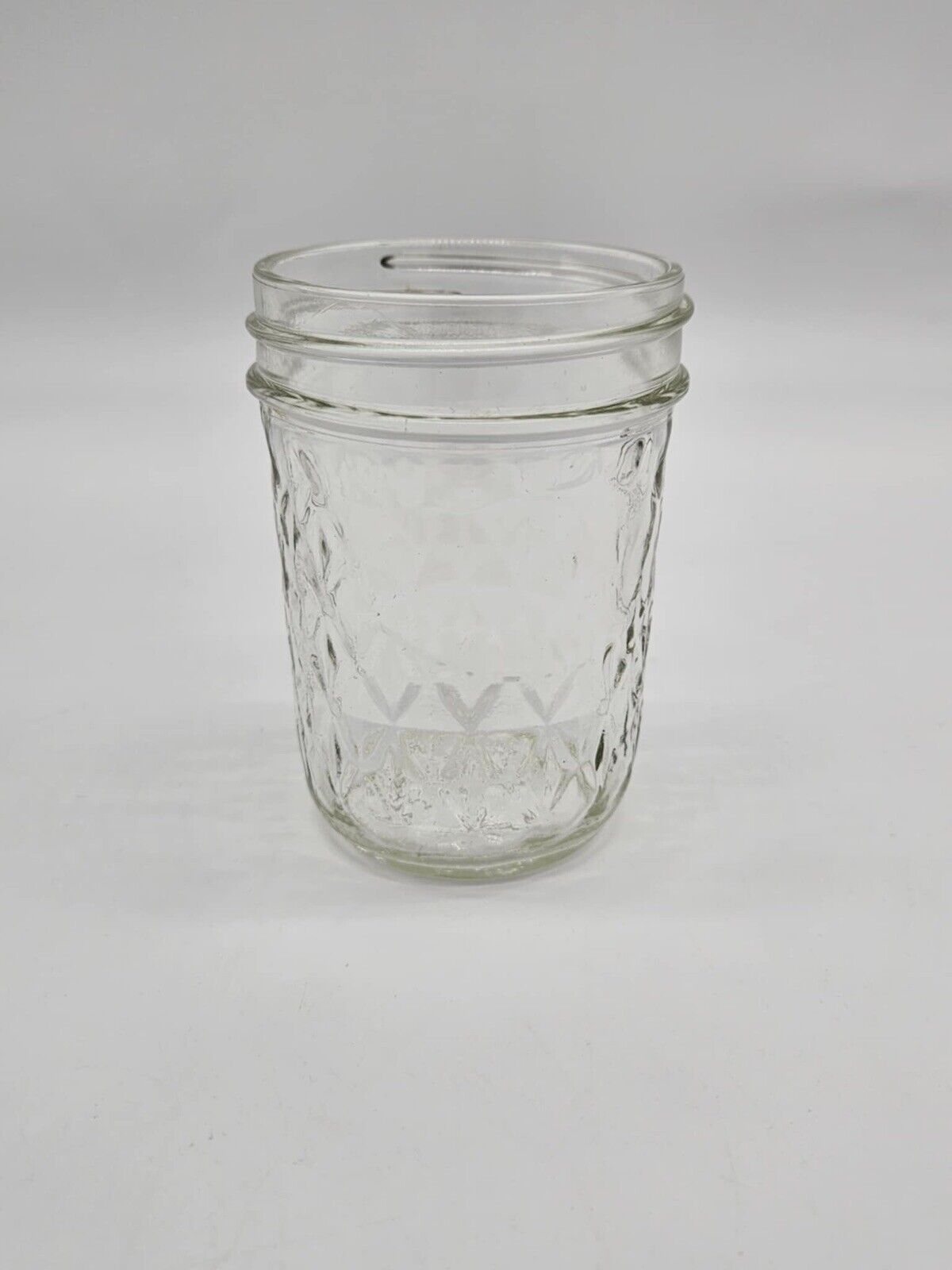 HALF PINT Jelly Jar ~Ball ~QUILTED CRYSTAL Clear Round  ~#1 ~USA ~NO LID