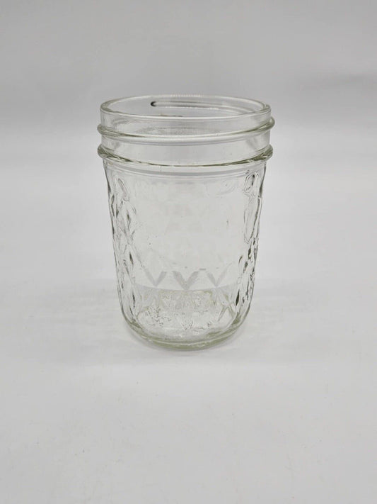HALF PINT Jelly Jar ~Ball ~QUILTED CRYSTAL Clear Round  ~#1 ~USA ~NO LID