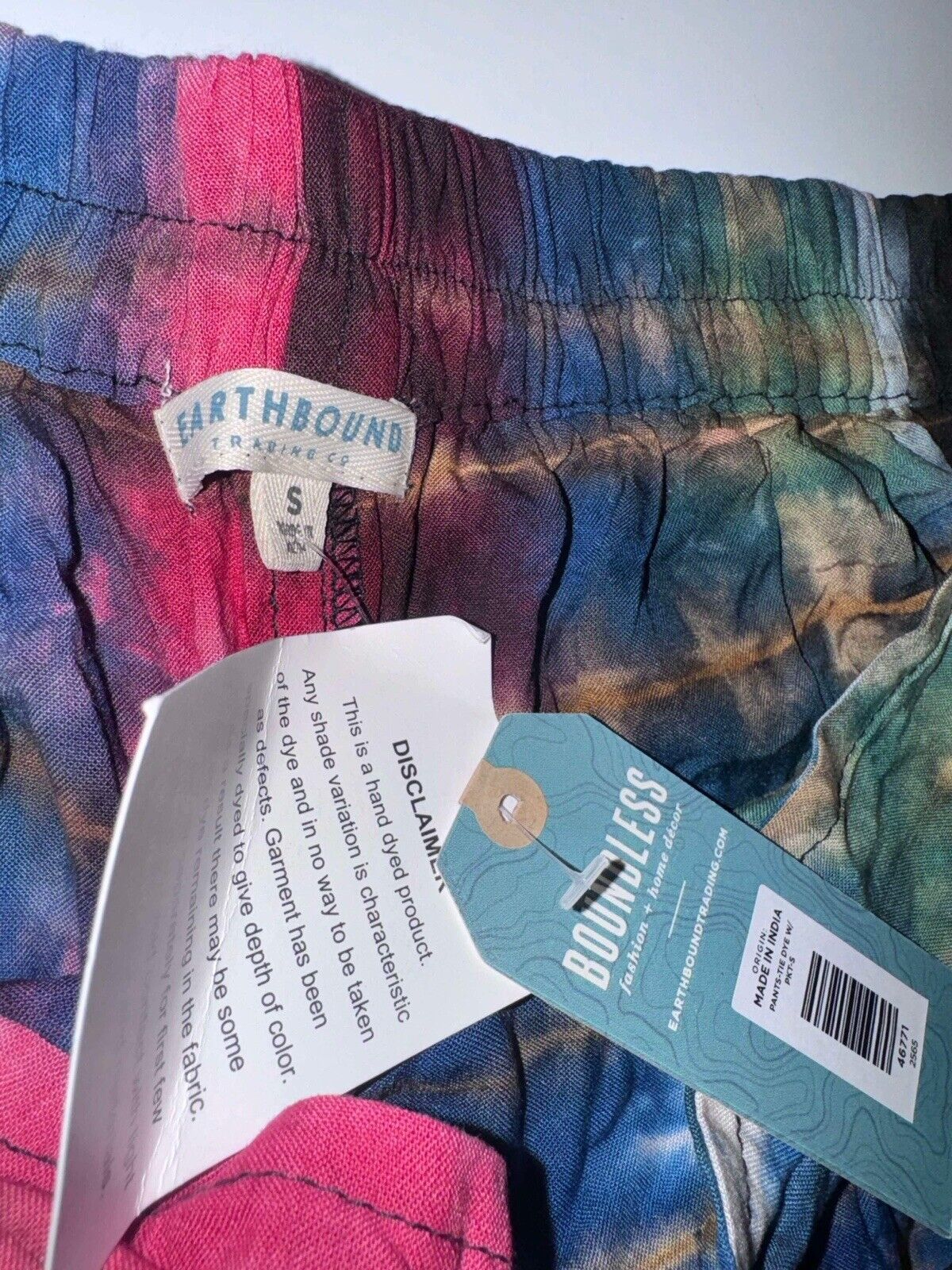 NEW Earthbound Trading Co Balloon Harem Pants Sz S Tie Dye Boho Festival Fairy