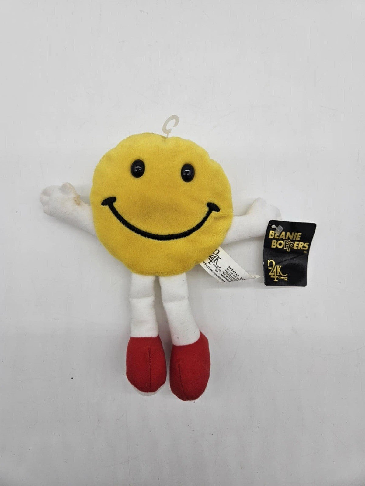 Vintage 24K Stuffed Smiley Face Plush Toy Beanie Boppers 1997 Special Effects 7"