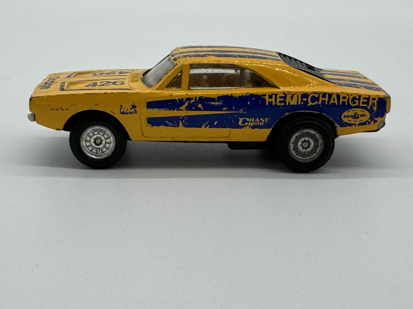 Vintage Dodge Charger 426 Hemi Yellow Diecast Model Car 1:48 Made in Macau 006