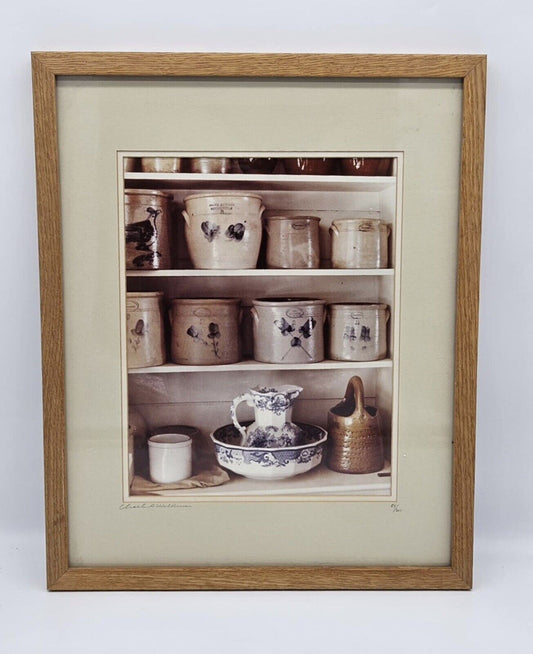 RARE Framed Stoneware Crock Picture