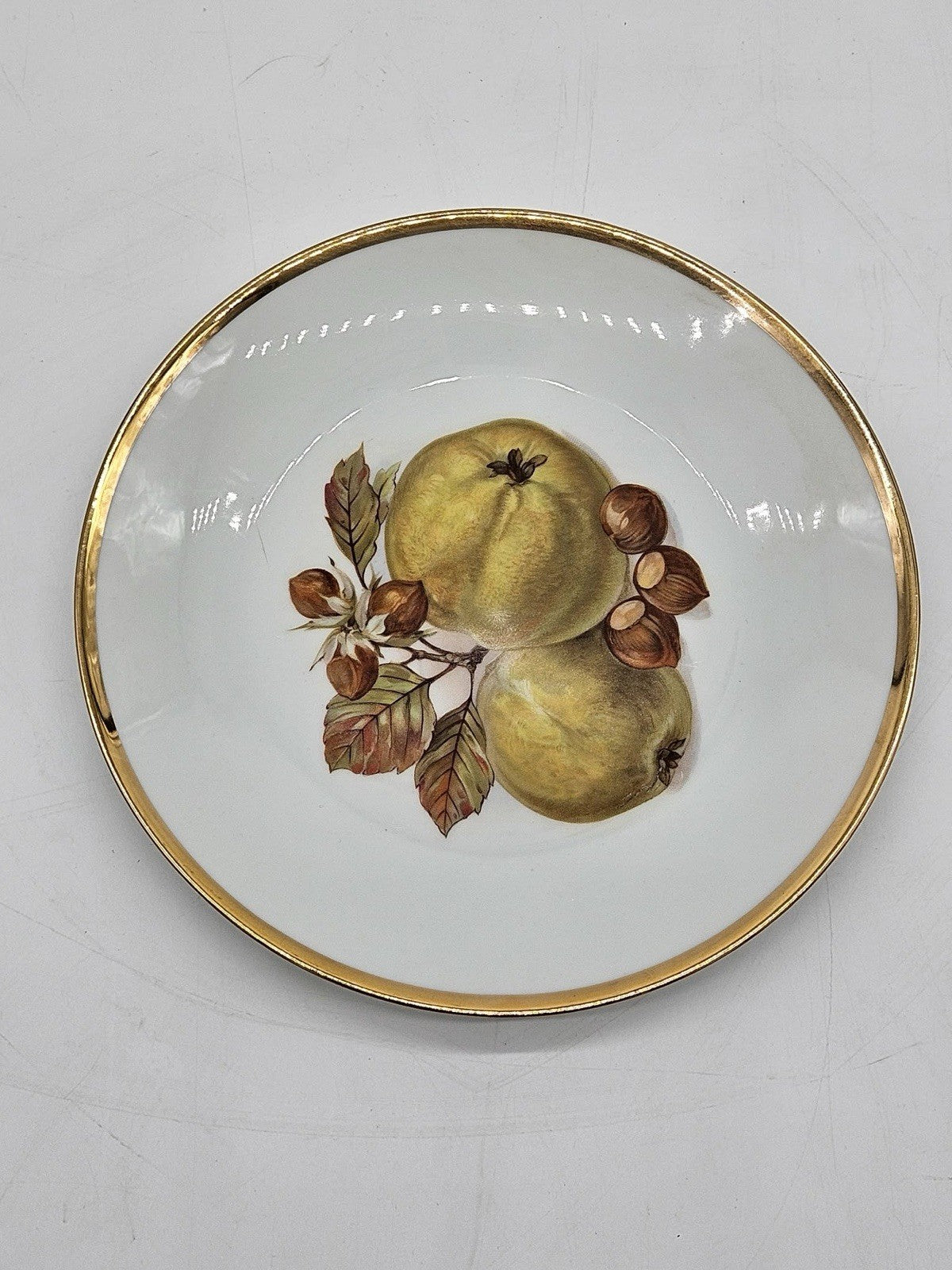 Vintage Bareuther Waldsassen Bavaria Germany Plate 8" Fruit & Nuts w Gold Trim