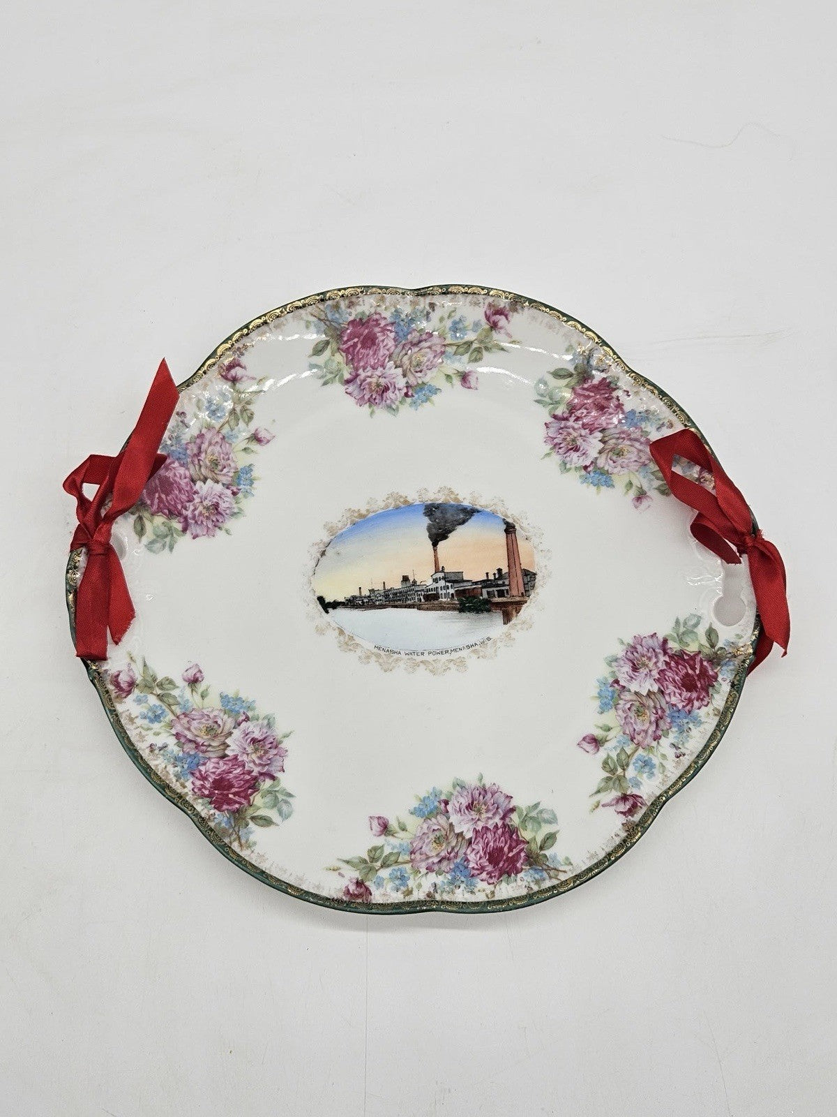 Vintage Souvenir China Plate Menasha Water Power, Menasha WI