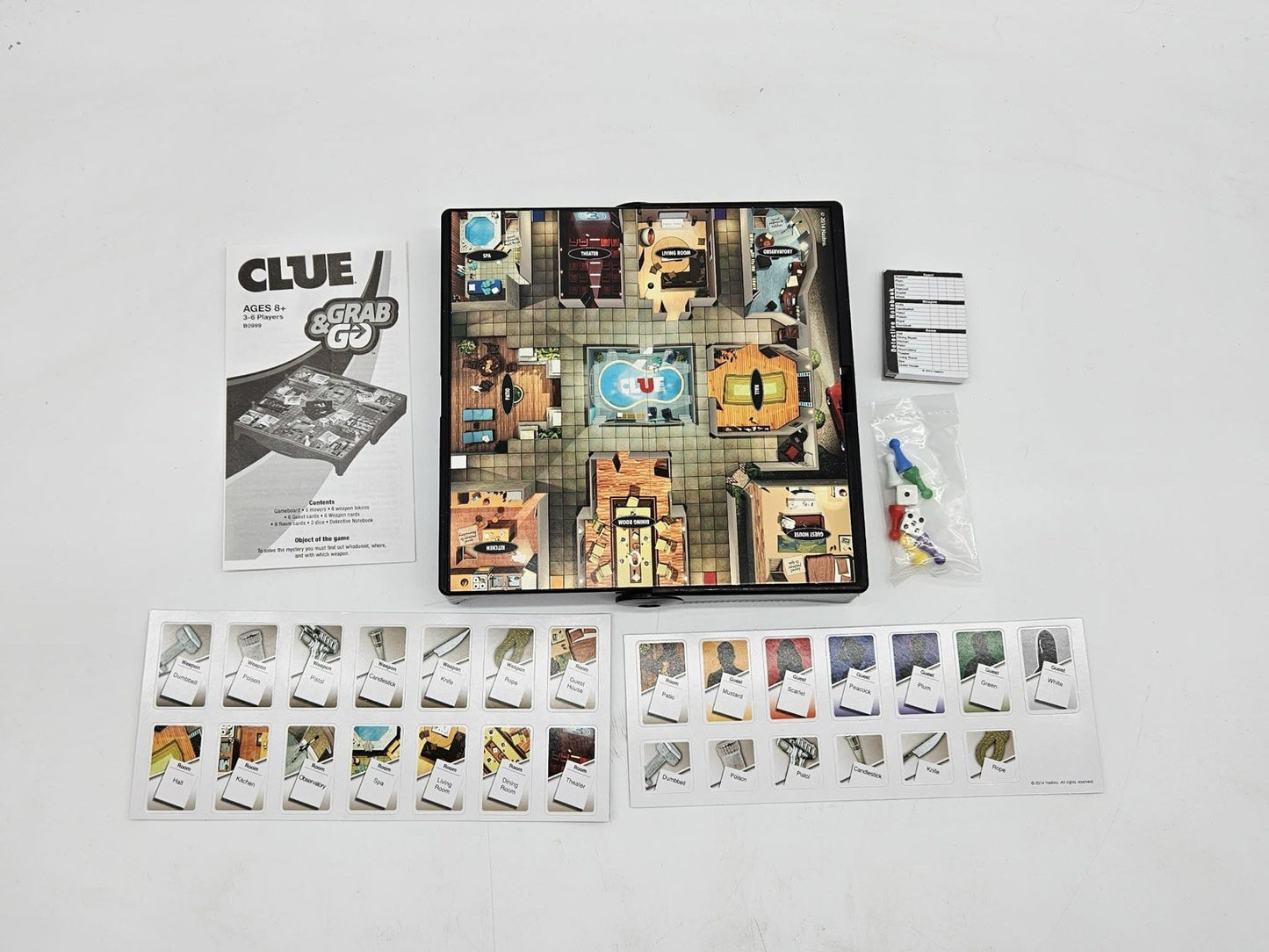 Clue Grab and Go Travel Edition Board Game Hasbro Gaming 2014 Never Played
