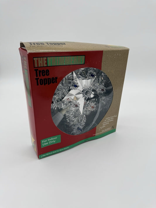 Vtg 11 Light Silver Tinsel Star Christmas Tree Topper in Box Works Great Shopko