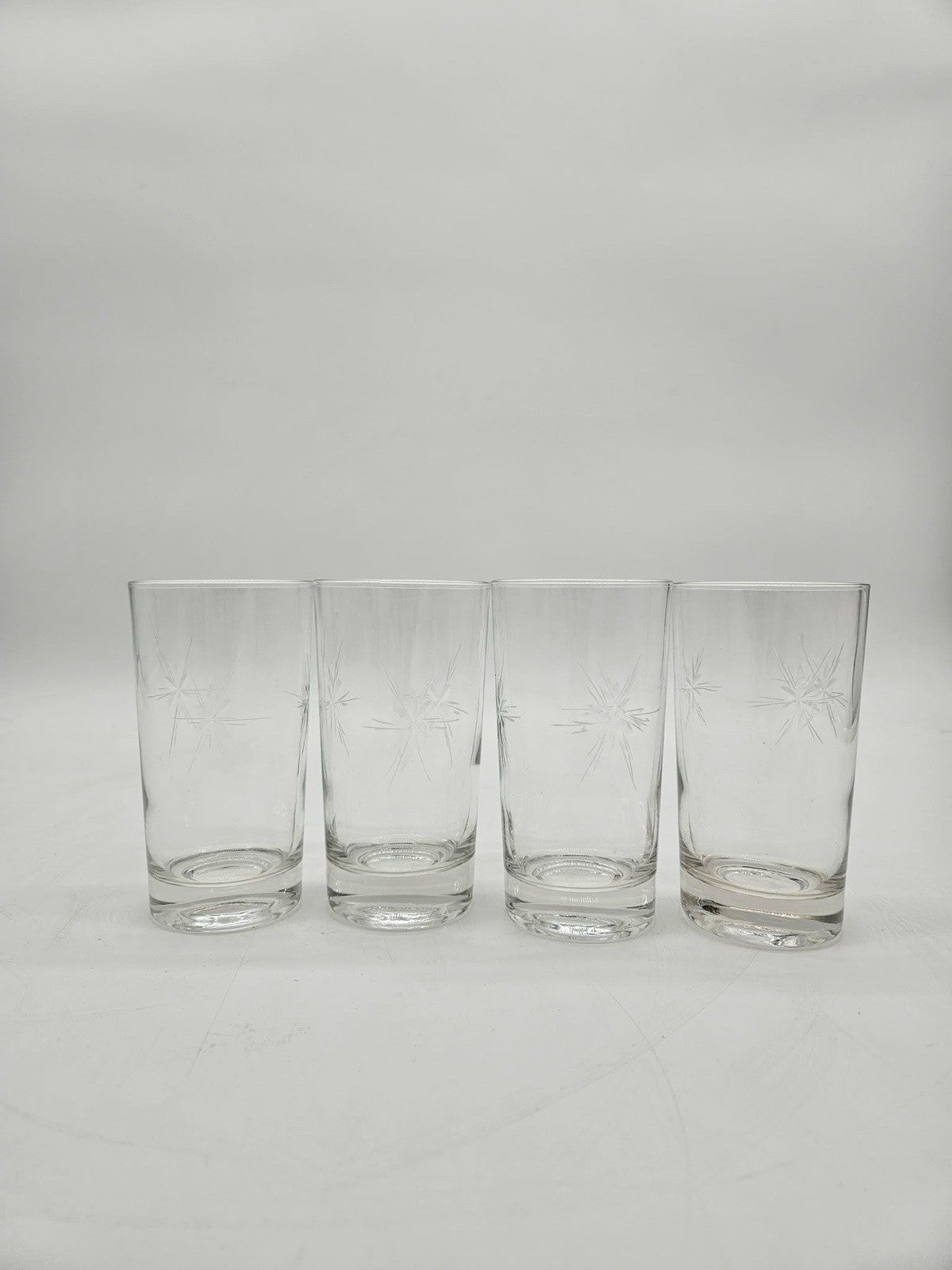 Set of 4 Sunburst Crystal Glass Tumblers 5 1/2"