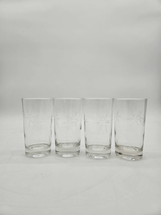 Set of 4 Sunburst Crystal Glass Tumblers 5 1/2"
