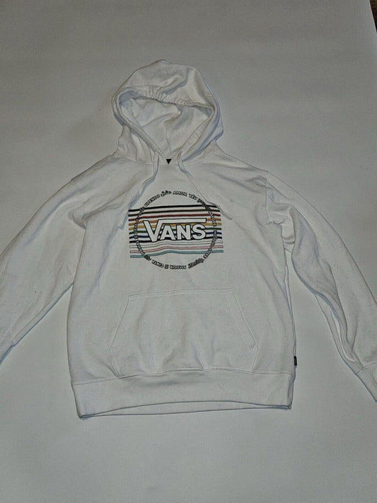 Vans Sweatshirt Women's Small New Pride 22 Boyfriend Hoodie White Fleece