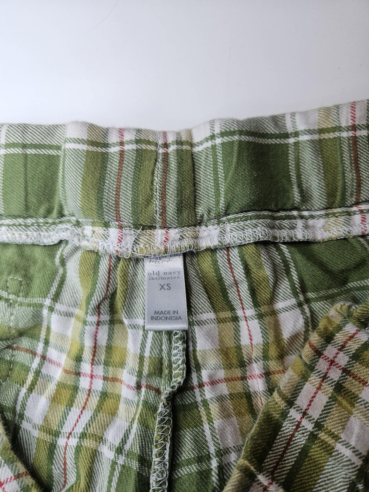 Old Navy Intimates Green Plaid Pajama Pants Womens XS Drawstring Sleep Lounge