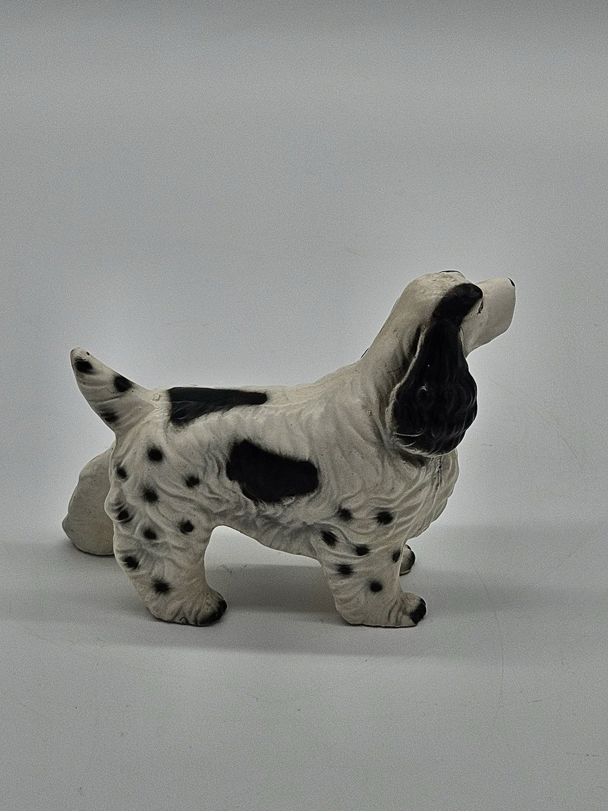 Vintage Cocker Spaniel Dog Black & White Ceramic Figurine 5"  Made in Japan