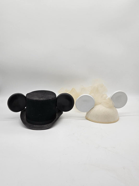 Vintage Walt Disney World Retired Bride And Groom Mickey Ears Top Hat