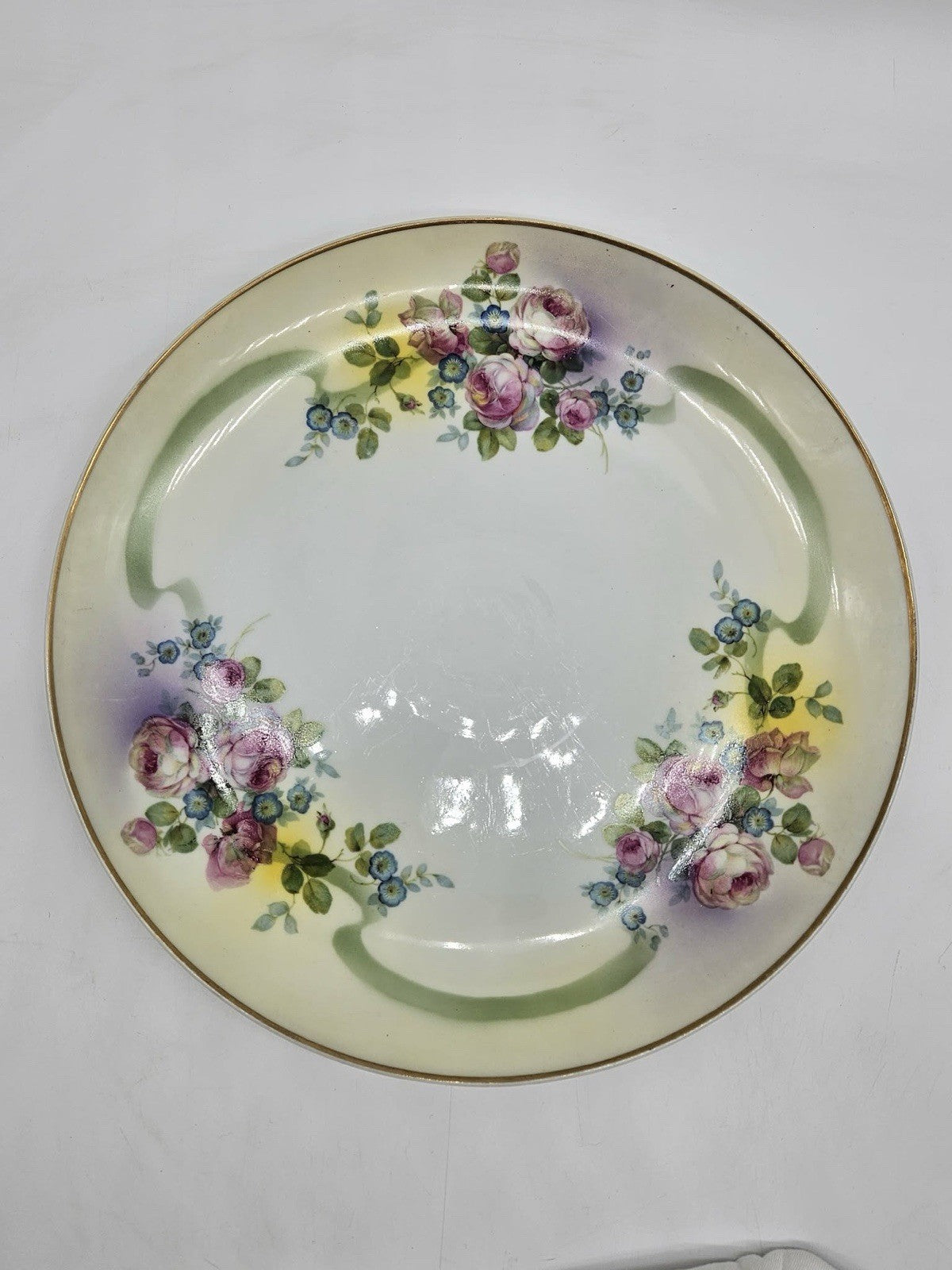 Rosenthal Bavaria Hand Painted Floral Serving Platter Gold Rim