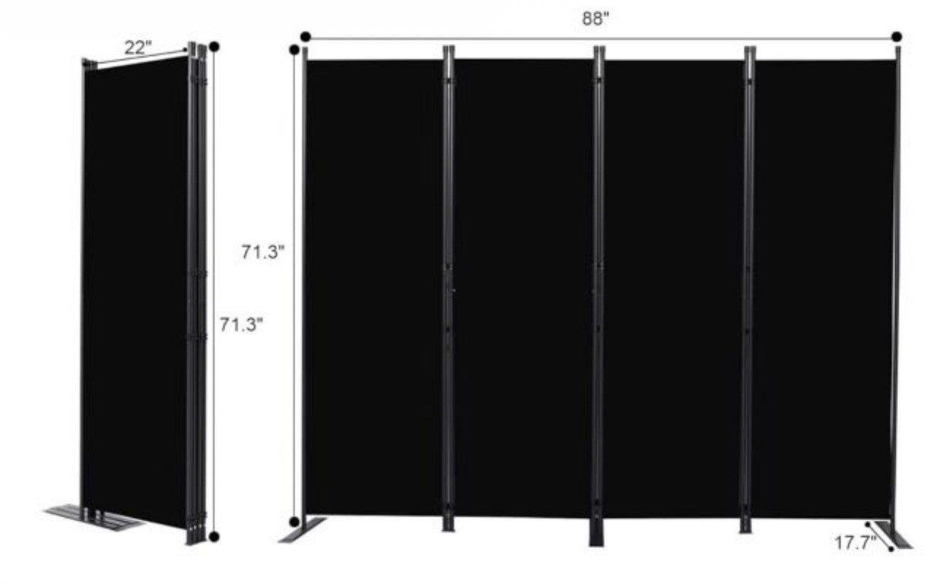 Room Divider, 4 Panel Folding Privacy Screens with Wider 22- 4 Panel, Black