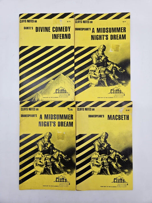 Cliffs Notes 4 Book Lot Shakespeare & Dante ￼