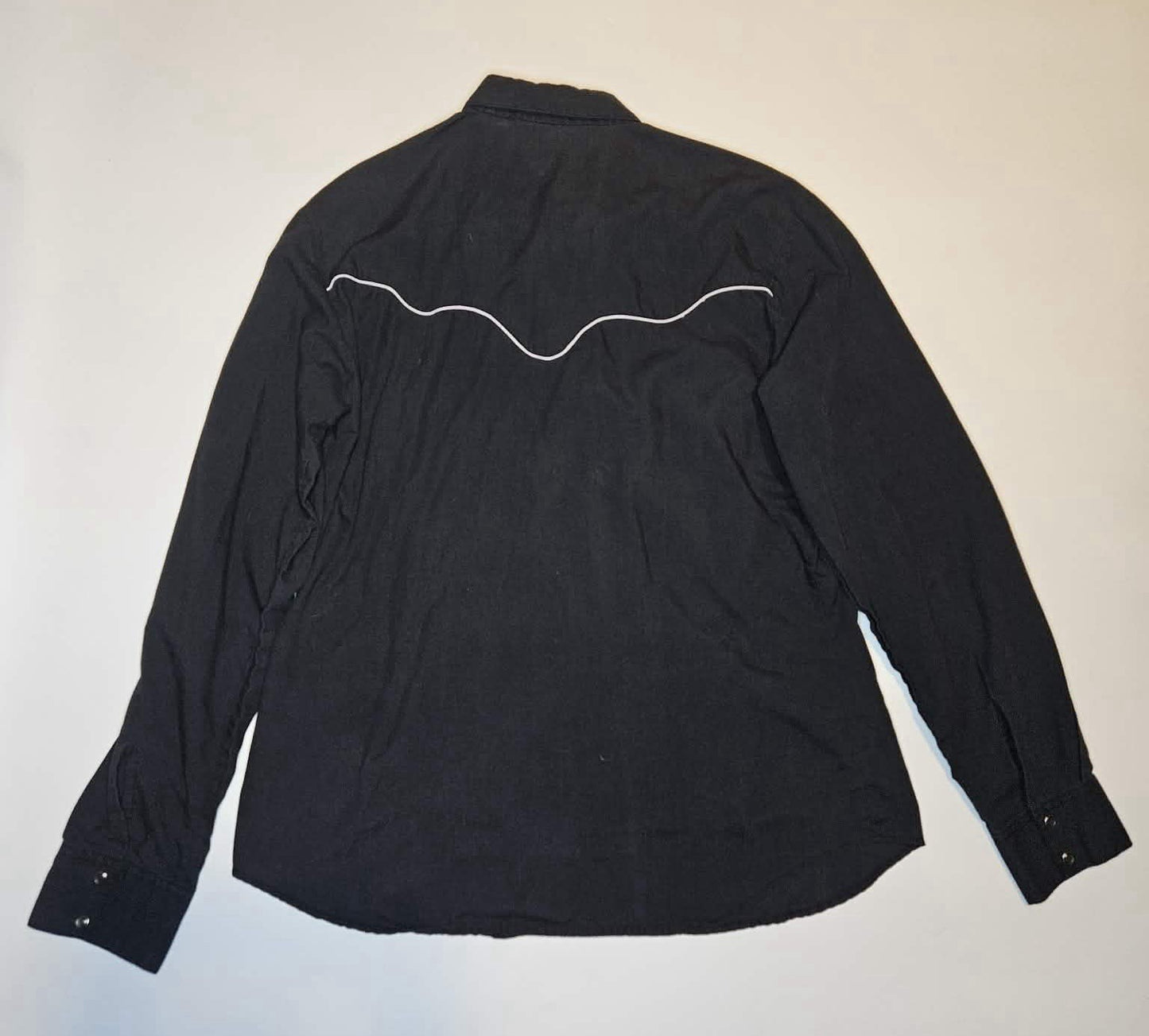 Vintage MADMAN Western Pearl Snap Shirt Black Piped Cowboy Large