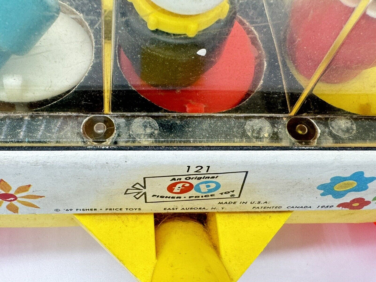 VINTAGE 1969 Fisher Price Happy Hoppers Push Toy #121. Works Great!